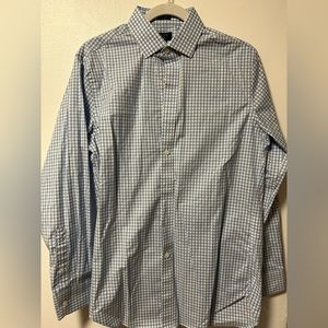 Mens J Crew Ludlow non-iron dress shirt, light blue gingham, size 15-33.